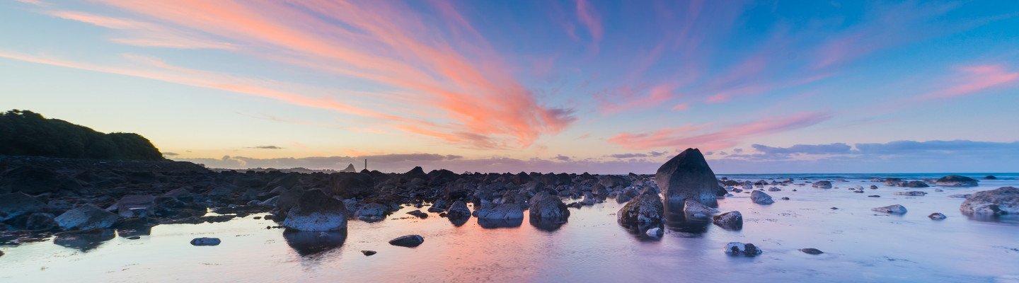 beach pink clouds